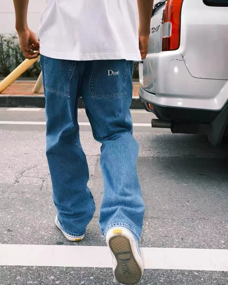 DIME 2022ss three-dimensional embroidery LOGO denim trousers American high street style unisex style