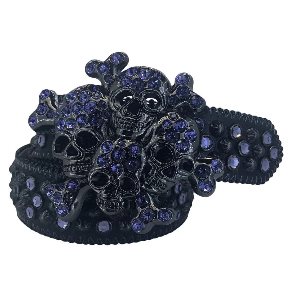 New ghost head punk style, rhinestone belt.