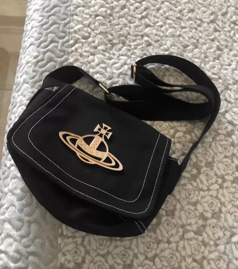 Bolso de lona japonés de la Reina Madre, bolso grande de metal Saturno retro clásico, bolso de hombro unisex