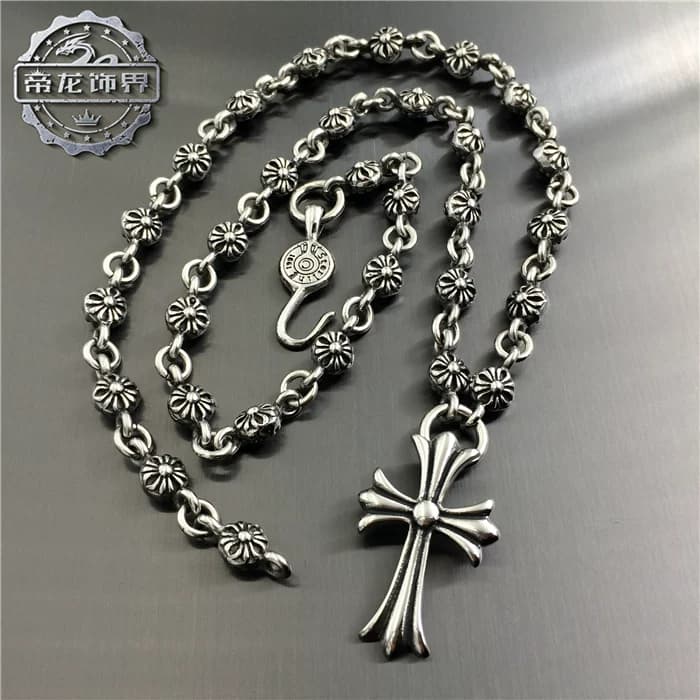European and American retro cross titanium steel pendant necklace set chain personality men and women rock domineering punk accessories