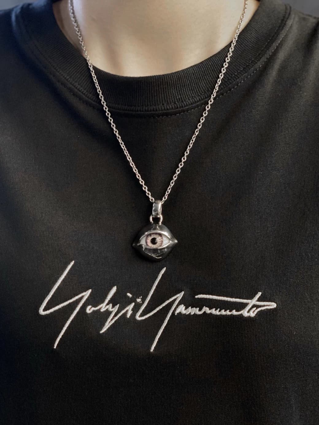 Yohji Yamamoto Yohji Eyes Sterling Silver Necklace Men and Women Trendy Light Luxury High-end Design Niche Accessories Ins Hip-Hop