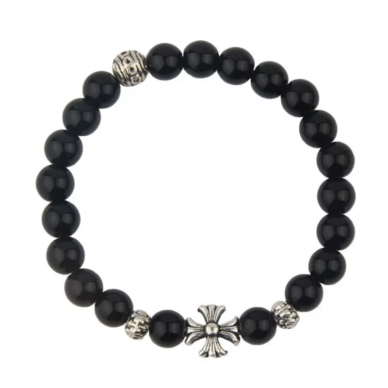 Retro style men and women couple bracelet silver-plated cross scout flower bracelet single loop simple punk style Japanese and Korean jewelry