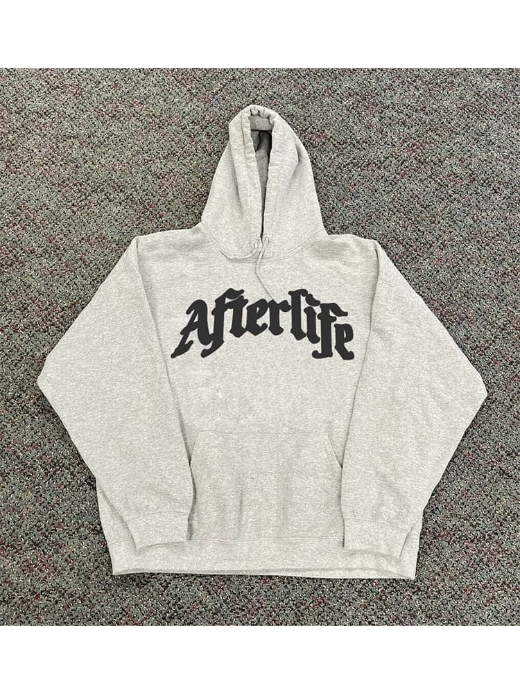 Angel letter print heavy hooded sweatshirt American retro street West Coast lazy style men and women couple tops