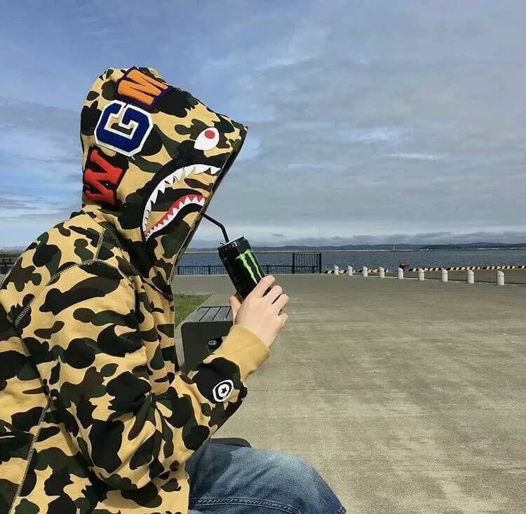 Mzc Shark blue purple red yellow green camouflage classic Shark sweatshirt trend Men's and women's zipper hoodie jackets