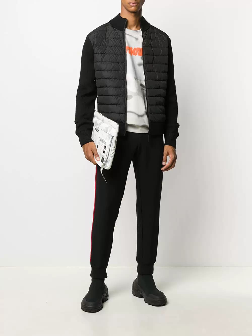 Wool Cardigan paneled down jacket
