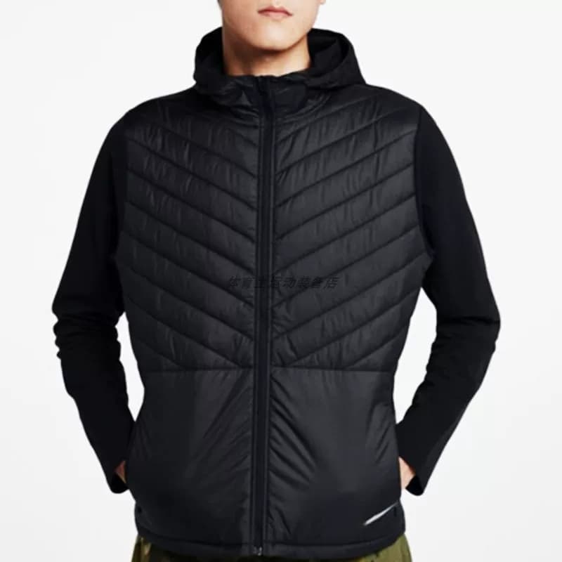 Sports student autumn and winter sports jacket winter training sports vest long sleeve hooded windproof down cotton jacket training wear