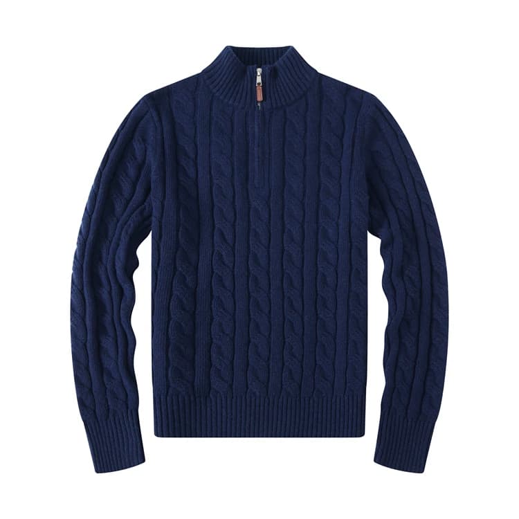 Fall Winter men sweater horse logo half zipper thickening cable-knit pullover casual thickening wool sweater tide