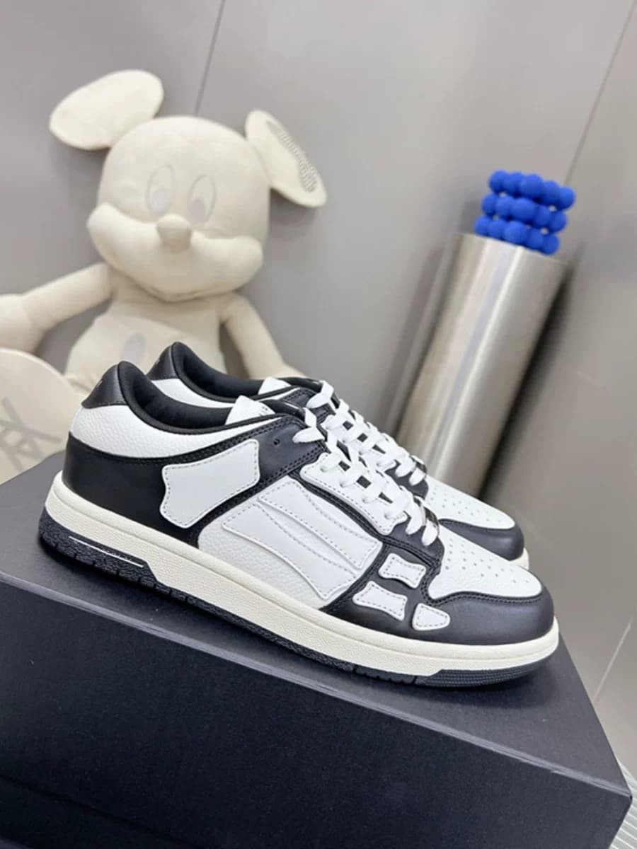Fashion men's shoes black and white bone shoes couple genuine leather breathable summer flat shoes Yang Mi Wang Yibo sports casual shoes