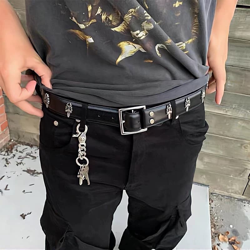 Heavy item Houlixie Ch 925 silver plated cowhide dagger sword versatile belt