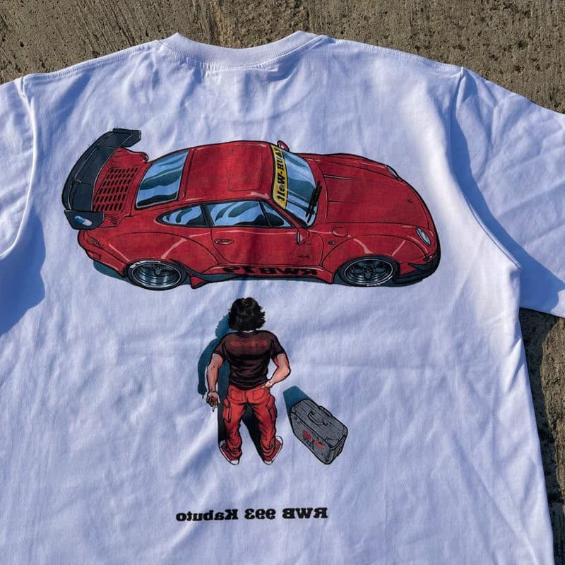 Loose and versatile anime men and women street trend short-sleeved couple outfit American Akira racer T-shirt round neck half sleeves