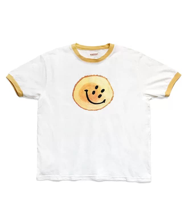 Kapital 21ss Japanese casual cotton tree stump smiley face pattern retro round neck short-sleeved T-shirt