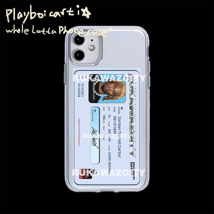 RUKAWAZ original playboi Carti's spoof ID photo is suitable for iPhone13 transparent mobile phone case