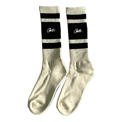 corteiz socks black and beige