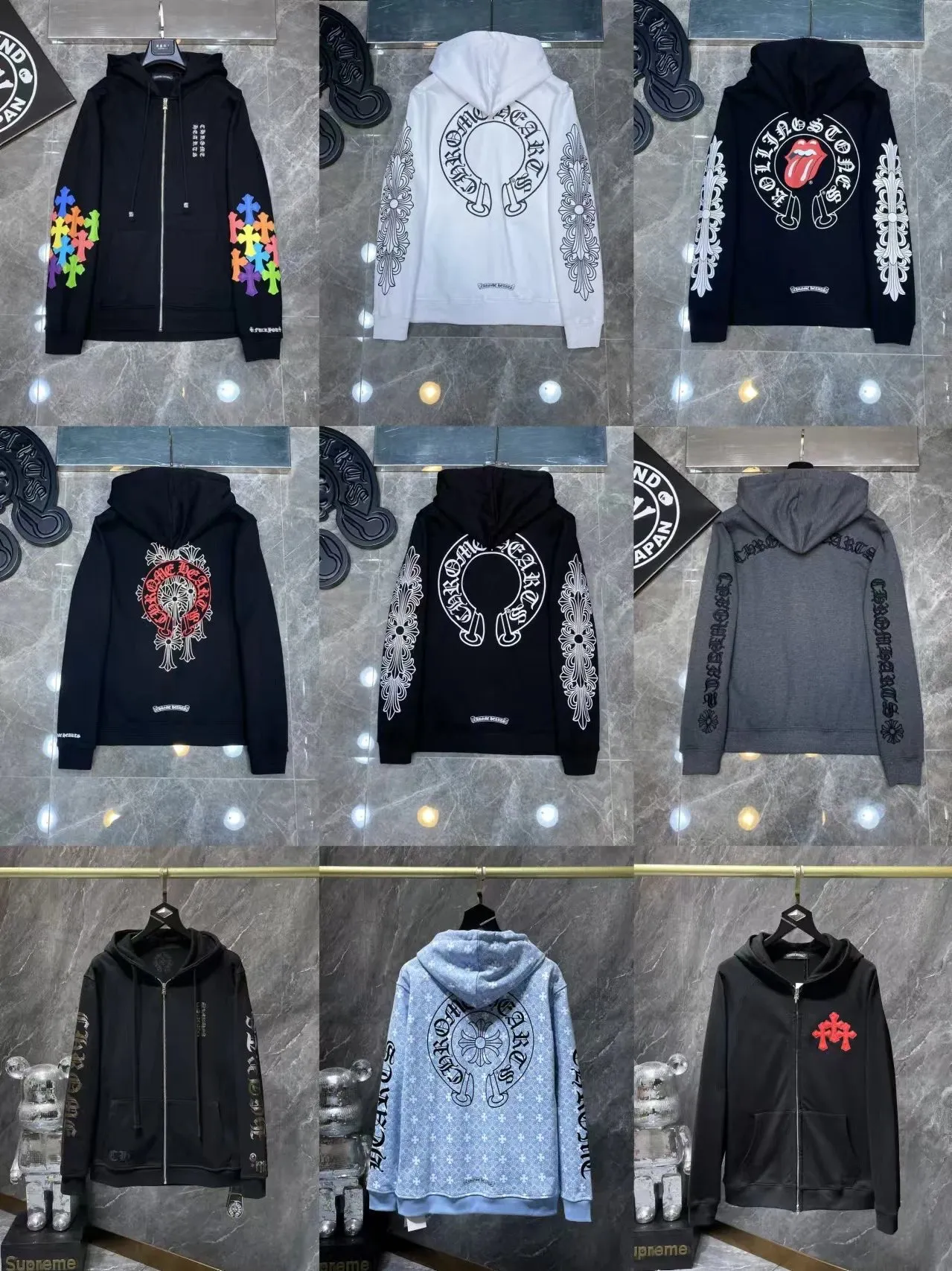 24SS Croop High Version Horseshoe Pattern Sanskrit Classic Hoodie Men's and Women's (11) - Image 1