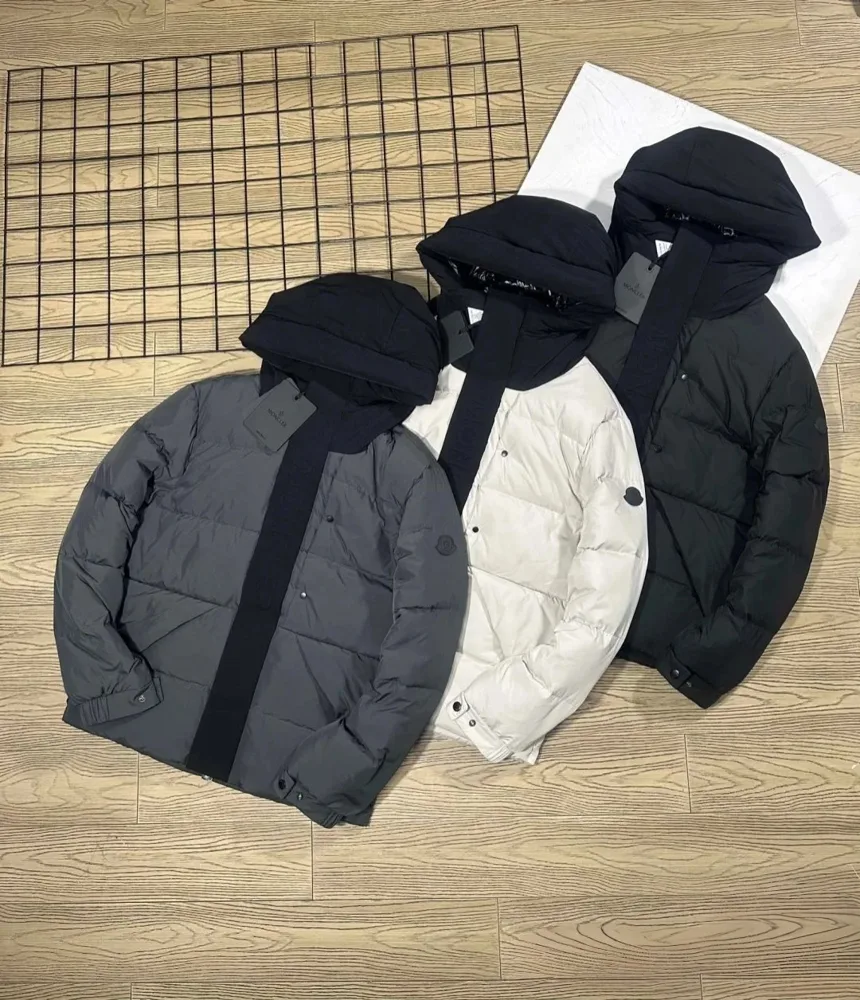 Moncler-Style Hooded Knit Puffer - Image 1
